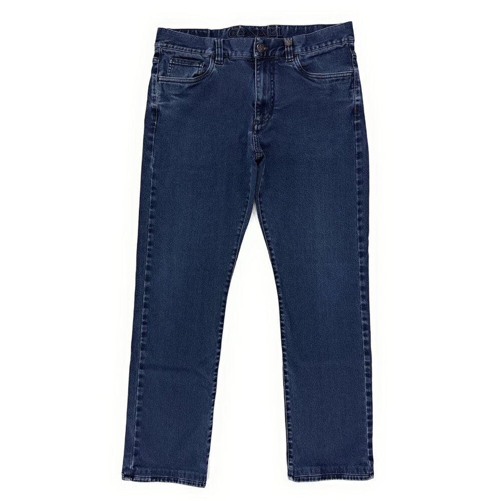 Canali 1934 Jeans Mens Size 33x28 (50) Straight Leg Stretch Denim Made In Italy
